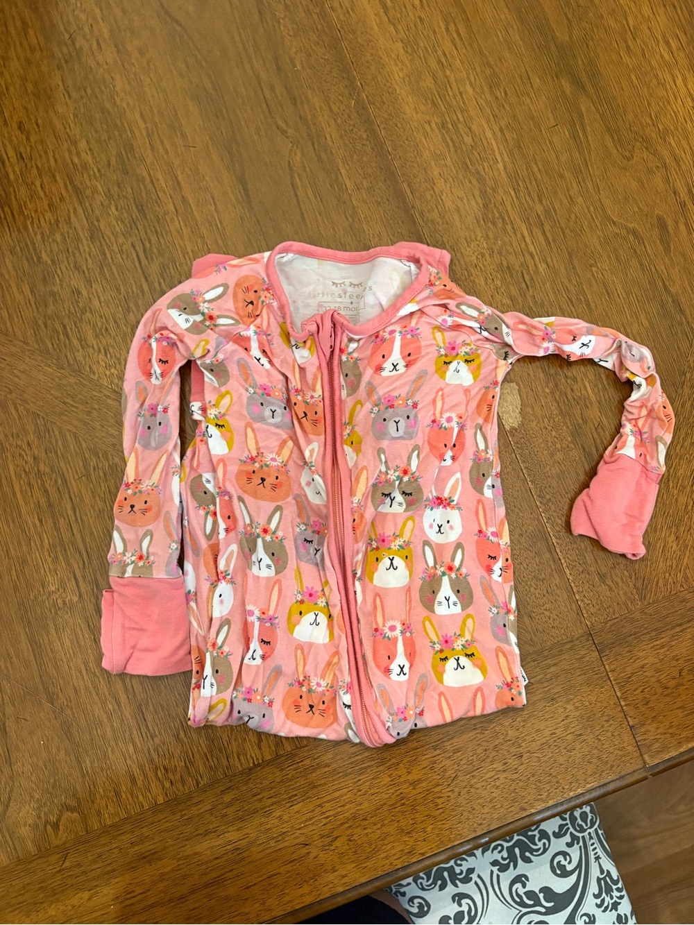 Little Sleepies Pink Bunny Print zip pjs